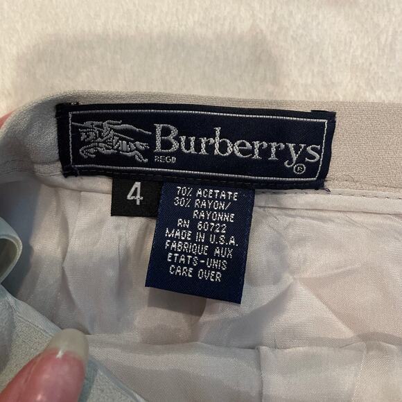 BURBERRYS Women's Vintage Knee Length Pencil Skirt Size 4 Light Gray Back Zipper - Picture 4 of 8